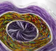 HAND BLOWN GLASS ART WALL PLATTER/BOWL, DIRWOOD, TABLE CENTERPIECE, n3739