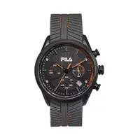 在飛比找PChome24h購物優惠-【FILA 斐樂】三眼編織紋錶面設計腕錶-亮眼橘/38-17