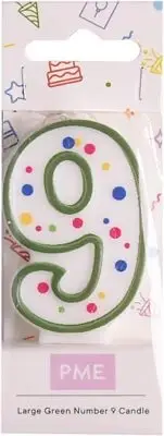 PME CA049 Green Number 9 Candle, Large Size