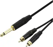 Stereo RCA to Mono Jack - Combiner/Splitter Audio Patch Cable - 1/4", Phono - 2m