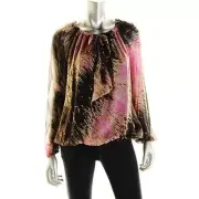 $315 NEW Authentic DVF Diane von Furstenberg PACIFICA CHIFFON Pink Wink Blouse