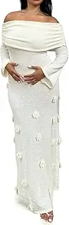 [Unybwonn] Women Sexy Off Shoulder Crochet Maxi Dress Bodycon Stretchy Mesh Knit Dress Long Sleeve Tube Top Elegant Dresses