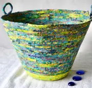 Unique Batik Basket, Fabric Bowl, Paper Holder, Handmade by Wexford Treasures