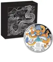 2024 Australian Lunar Year Of The Dragon 1oz Silver Proof Coloured Coin