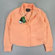 Emporio Armani Womens Jacket Orange 40 Lightweight Nylon Padded Snap Front