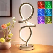 Mayful Modern Table Lamp, RGB Table Lamp，LED Spiral Lamp, Silver Bedside