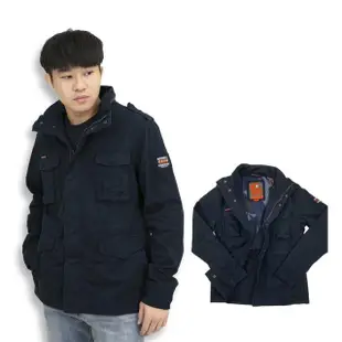 【Superdry】極度乾燥 深藍 內裏藍迷彩 軍裝外套 無帽 男款 夾克 大衣 暗袋(夾克 無帽外套)