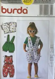 Vtg Burda 4831 Baby Toddler Romper Jumpsuit Overalls Crop Jacket sewing pattern