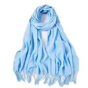 2PCS Fashion Solid Color Women Scarf Winter Hijabs Tessale Tassels Long Lady Shawls Cashmere Like Pashmina Hijabs Scarves Wraps