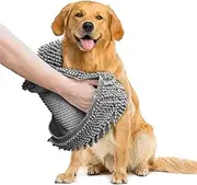 Muddy Mat® Doggy Dryer, Highly Absorbent Microfiber Washable Dog Shammy, Quick Drying Towel Absorber, Extra Soft Plush Wrap Chenille Bath Towels to Dry Soggy Large Pets & Small Puppy - Grey