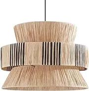 Grass Rattan Pendant Lamp Kitchen Handwoven Wicker Light Fixture Farmhouse Rustic Ceiling Hanging Lamp Vietnamese Style Bamboo Lantern Beige Lampshade for Living Room Dining Room