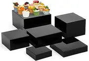 Leinuosen 6 Pcs Food Risers for Buffet Table Large Buffet Risers Acrylic Display Box Acrylic Cube Display Stands for Dessert Catering Supplies(Black,6" 7''8" 9" 10" 11'')