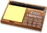 School Librarian Gift – Wooden Sticky Note Holder with Heartfelt Traits, Thoughtful Desk Organizer for Book Lovers, Colorful Office Decor for Library Staff – XXN62