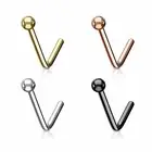 Nose Ring Stud Round Top I.P Surgical Steel L Bend Shape 20G 18G 6MM 4 Colors