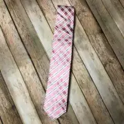 Geoffrey Beene Pink White Mens Plaid Square Diagonal Neck Tie Neckwear