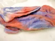 DYED SILK ROVING WOOL PINK PURPLE WHITE HAND DYED 1 OZ