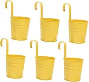 PHENOFICE DIY Flower Pot Hangers 6 Pack Rustic Iron Flower Pots for Railing Balcony Home Decor