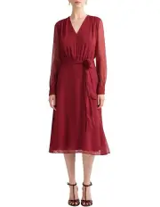 [David Lawrence] Fortuna Silk Dress in Strawberry