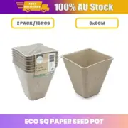 16x Eco Square Paper Seed Pot 8x8cm Biodegradable Seedling Pots Garden Nursery