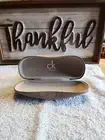 CALVIN KLEIN Glasses Sunglasses CASE Grey Hard Clam Shell CK Logo