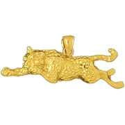 14K Gold Attacking Tiger Pendant