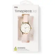 Timepiece Women's Blush Strap Analogue Watch - Pink & Gold