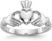 [JewelryWeb] 14k White Gold Solid Polished Irish Claddagh Celtic Trinity Knot Ring Size 6.5 Band Style-Ring for Women