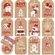 144 Pcs Kraft Paper Christmas Gift Tags with String for Christmas Presents