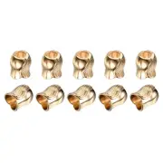 10Pcs 5mm Metal Bell Stopper Conical Cord Ends Lock Fastener Stopper, Gold