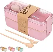 Lunch Box 750 ml Bento Lunch Box for Kids- Best Food Container dividers-Perfect for Healthy lunches in School-Utensils Pink