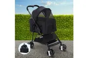 i.Pet Pet Stroller Dog Pram Cat Carrier Travel Large Pushchair Foldable 4 Wheels Black