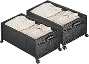 FOUCSSOMEI Under Bed Storage Containers with Wheels, Heavy Duty Drawers, 3-in-1 Trunks Toy Box, Large Size, Wooden & Metal Frame, Patented Design, 2 Pack