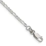 9 Inch Sterling Silver 2.25mm Figaro Chain Anklet