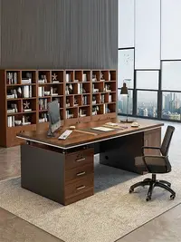 在飛比找Yahoo!奇摩拍賣優惠-辦公桌老板桌輕奢高級感大板桌辦公室職員桌椅組合簡約現代大班台