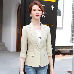 愛依依 大碼外套 西裝外套 上衣 S-4XL新款高級感薄款白色西裝小眾設計感氣質時尚外套3F107-6305.