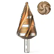 7/8" - 1-3/8" Four Spiral Flute Step Drill Bit 12 Step Size Unibit Step Drill...
