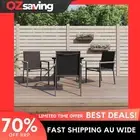 Garden Dining Set Black Textilene Steel 5 Piece Outdoor Furniture 7034