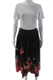 Carolina K Womens Cotton Zip Tie Front Floral Printed A-line Skirt Black Size M