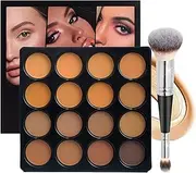 Joyeee Concealer Contouring Palette, 16 Colors Medium to Dark Color Corrector Combination Cosmetics Powder Palette with Brush, Cover Dark Circles, Bruises, Age Spots, Blemish, Vegan & Cruelty Free