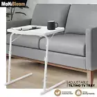 White Folding Adjustable Height TV Tray Portable Sofa Bed Side Table Laptop Desk