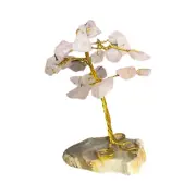 Rose Quartz Gem Tree With Agate Slice Base - Love, Compassion, Emotional Healing