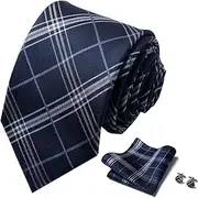 [GerRit] Men's Neckties Men's Tie Set Classic Tie with Handkerchief Cufflinks for Business Wedding