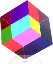 Color Cube (2.4 Inch) with Stand - Magic Color Mixing Acrylic Glass Prism for Ph