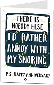 Rude Anniversary Card For Him & Her Funny Annoy With My Snoring Design Perfect For Wedding & Relationship Husband & Wife
