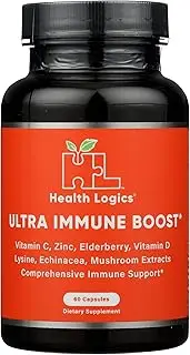 Ultra Immune Boost Capsules with Vitamin C, Zinc, Elderberry, Vitamin D, Lysine, Echinacea, and Mushroom Extracts for Immune Support- Powerful Antioxidants -60 Veggie Caps