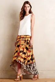 NIP Anthropologie Sunlit Plaid Maxi Skirt by Ranna Gill, XS, S, Wrap front