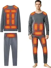 [IMYOGI] Cozy Electric Heating Underwears, Men Women USB Battery Powered Thermal Base Layer with 3 Gear Temperature for Hunting