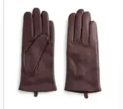 New Women's Apt. 9 Fleece Lined Leather Tech Gloves Large Burgundy Red Emilion