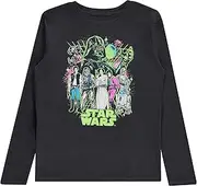[STAR WARS] Boys Group Character Long Sleeve Crewneck T-Shirt Galactic Heroes Unite- Little and Big Boys Sizes XS-XL