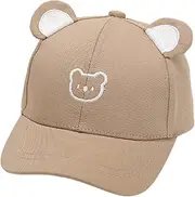 [Besforta] Toddler Boy Baseball Cap Baby Soft Sun Cap Girl Cute Embroidery Bear Ear Adjusatble Kids Baseball Hat for Age 2-6